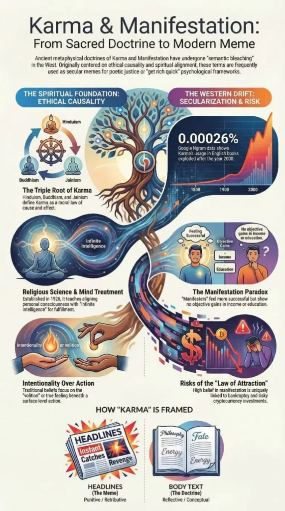 भाग्य बदलने का सही तरीका कौन सा है | Karma vs Law of Attraction Explained Karma vs Law of Attraction Infographic